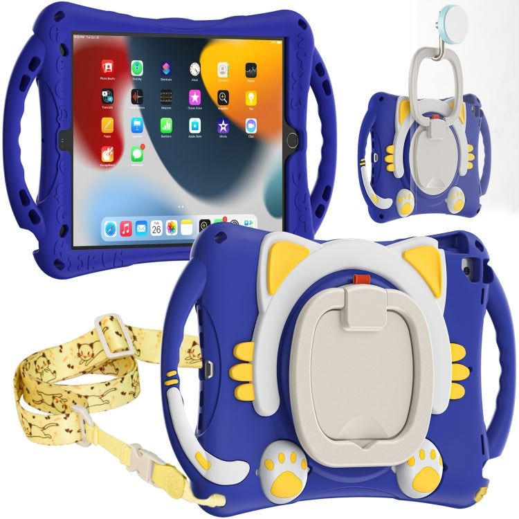 Cute Cat King Kids Shockproof EVA Protective Case with Holder & Shoulder Strap & Handle