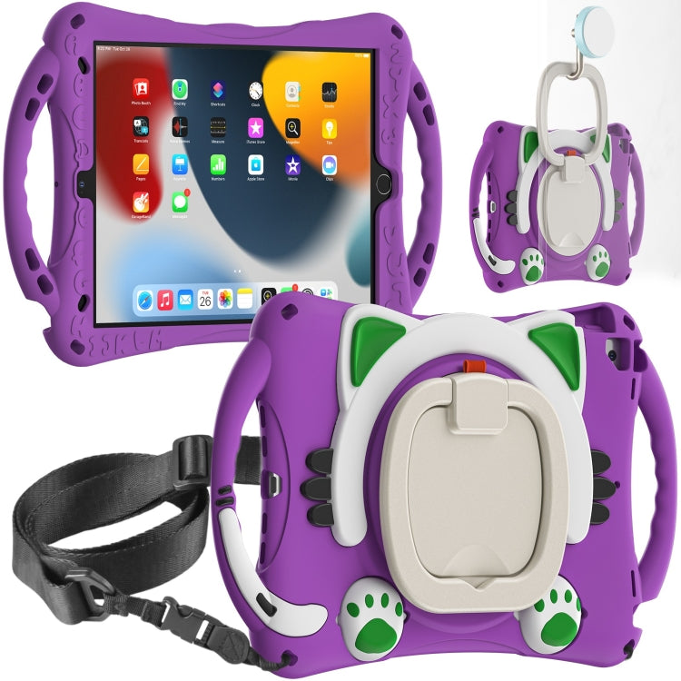 Cute Cat King Kids Shockproof EVA Protective Case with Holder & Shoulder Strap & Handle