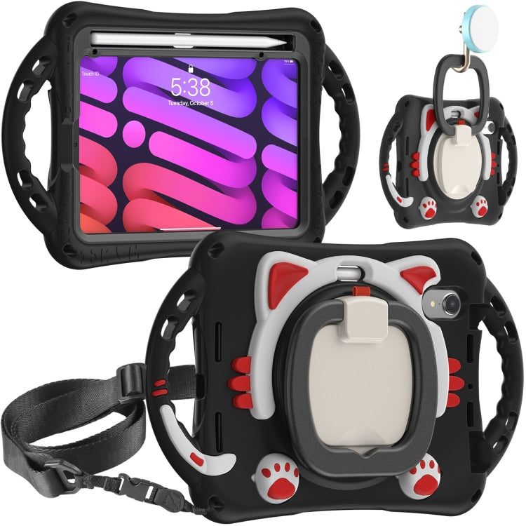 Cute Cat King Kids Shockproof EVA Protective Case with Holder & Shoulder Strap & Handle