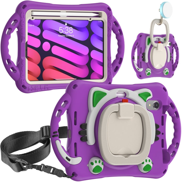 Cute Cat King Kids Shockproof EVA Protective Case with Holder & Shoulder Strap & Handle