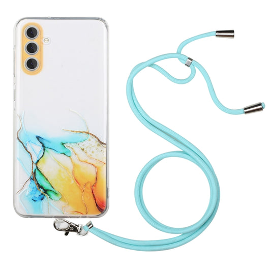 Hollow Marble Pattern TPU Shockproof Phone Case with Neck Strap Rope