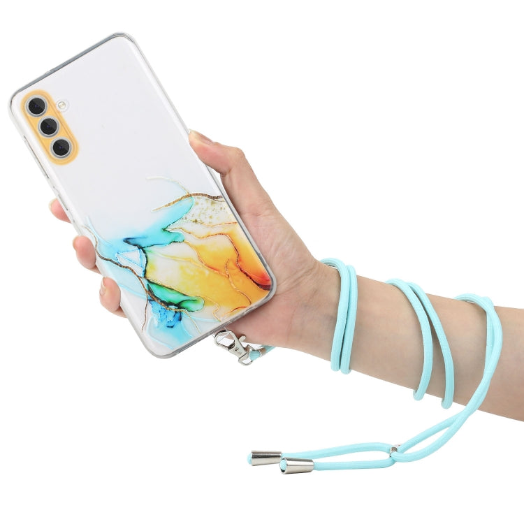 Hollow Marble Pattern TPU Shockproof Phone Case with Neck Strap Rope