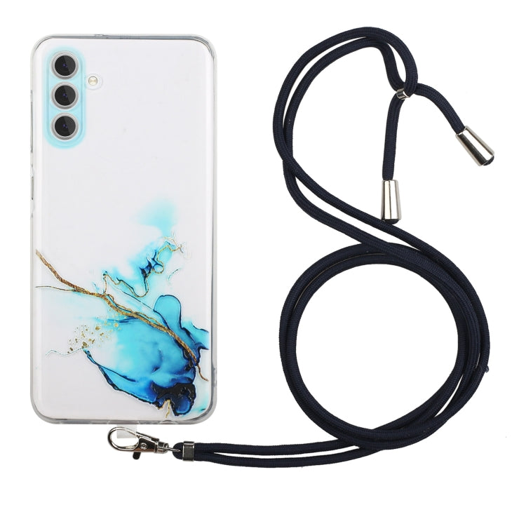 Hollow Marble Pattern TPU Shockproof Phone Case with Neck Strap Rope