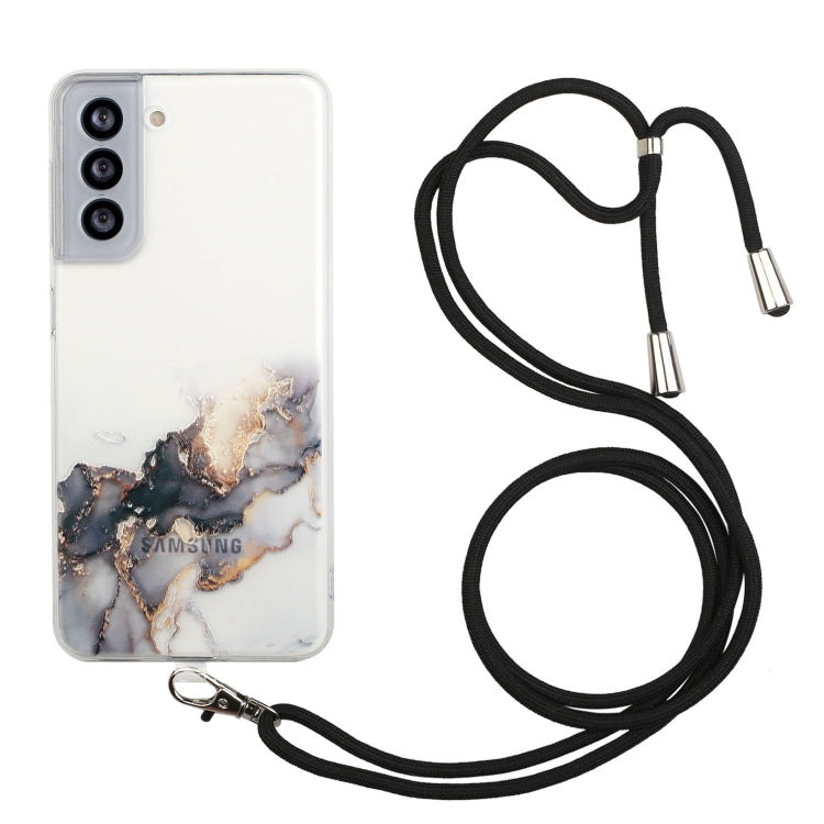 Hollow Marble Pattern TPU Shockproof Phone Case with Neck Strap Rope