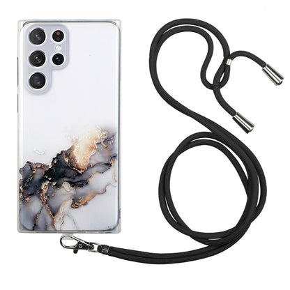 Hollow Marble Pattern TPU Shockproof Phone Case with Neck Strap Rope