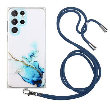 Hollow Marble Pattern TPU Shockproof Phone Case with Neck Strap Rope