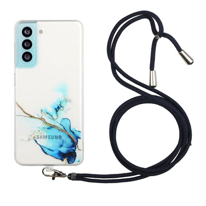 Hollow Marble Pattern TPU Shockproof Phone Case with Neck Strap Rope