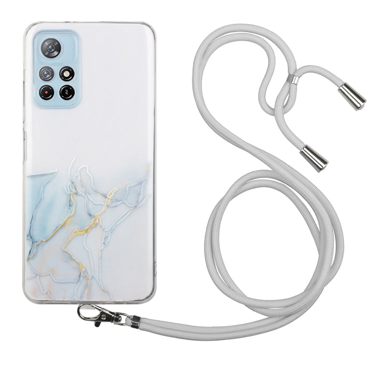 Hollow Marble Pattern TPU Shockproof Phone Case with Neck Strap Rope