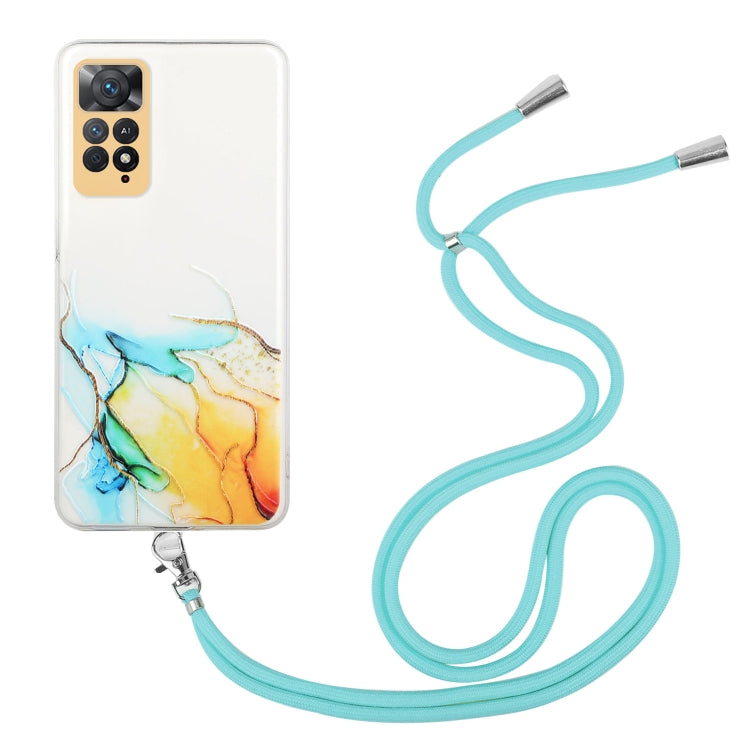 Hollow Marble Pattern TPU Shockproof Phone Case with Neck Strap Rope