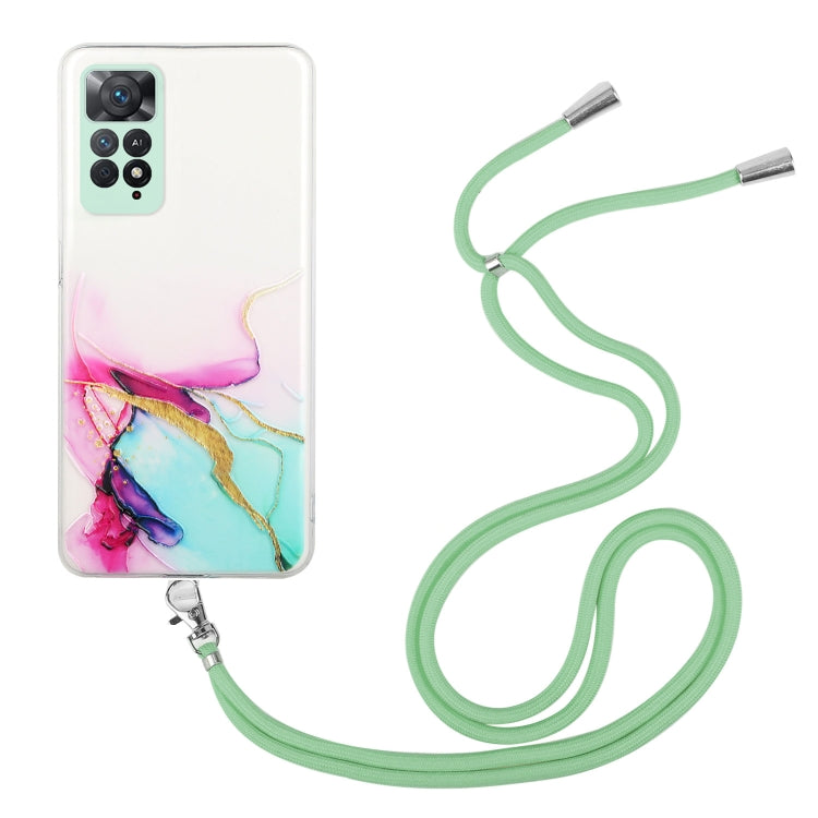 Hollow Marble Pattern TPU Shockproof Phone Case with Neck Strap Rope