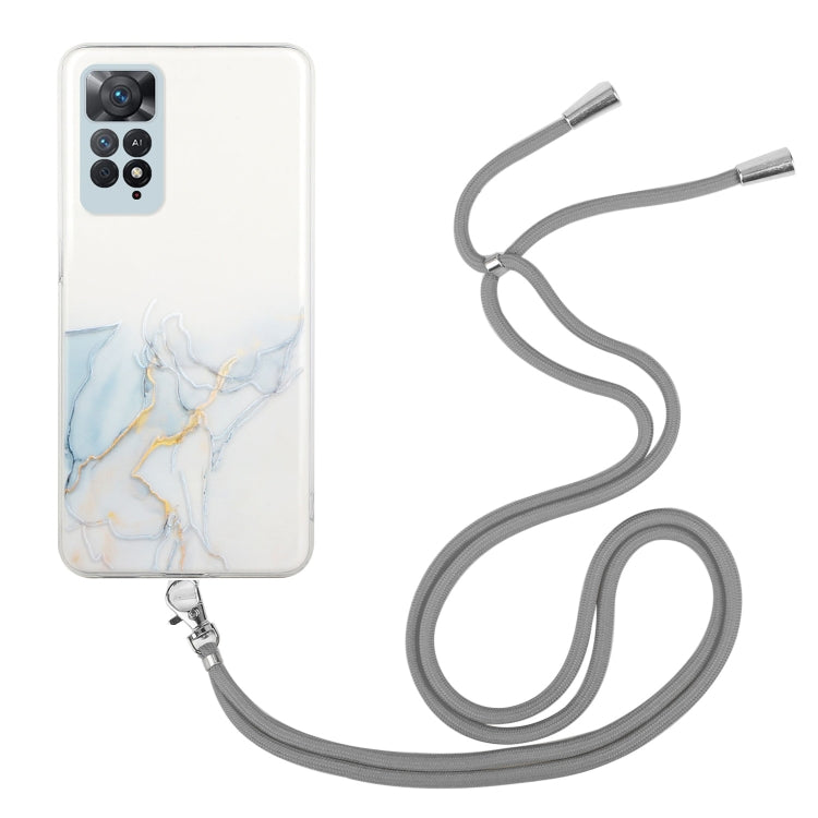 Hollow Marble Pattern TPU Shockproof Phone Case with Neck Strap Rope