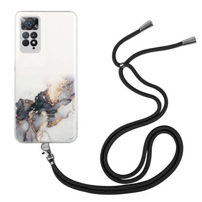 Hollow Marble Pattern TPU Shockproof Phone Case with Neck Strap Rope