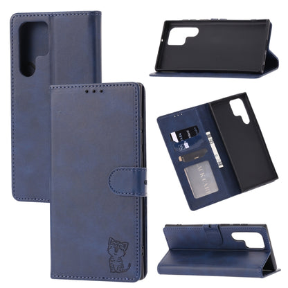 Embossed Happy Cat Pattern Leather Phone Case, For Samsung Galaxy S22 Ultra 5G, For Samsung Galaxy A13 5G, For Samsung Galaxy A33 5G, For Samsung Galaxy A53