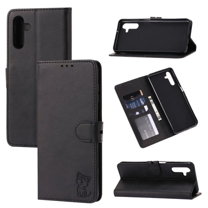 Embossed Happy Cat Pattern Leather Phone Case, For Samsung Galaxy S22 Ultra 5G, For Samsung Galaxy A13 5G, For Samsung Galaxy A33 5G, For Samsung Galaxy A53