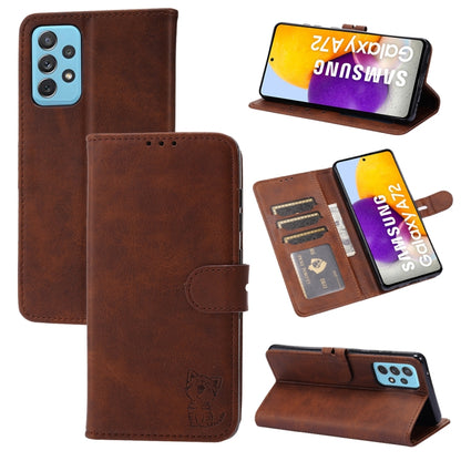 Embossed Happy Cat Pattern Leather Phone Case, For Samsung Galaxy S22 Ultra 5G, For Samsung Galaxy A13 5G, For Samsung Galaxy A33 5G, For Samsung Galaxy A53