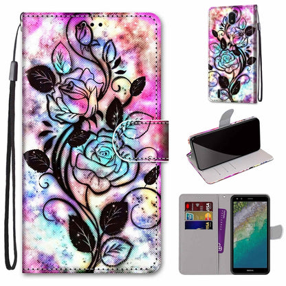Coloured Drawing Cross Texture Horizontal Flip Leather Phone Case with Holder & Card Slots & Wallet & Lanyard, Series 1