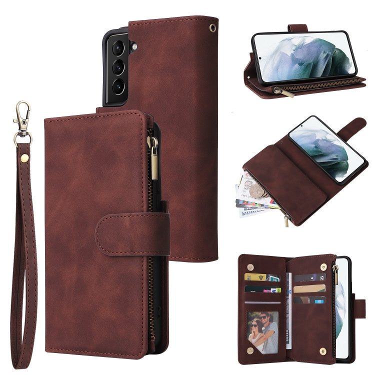 Multifunctional Phone Leather Case with Card Slot & Holder & Zipper Wallet & Photo Frame