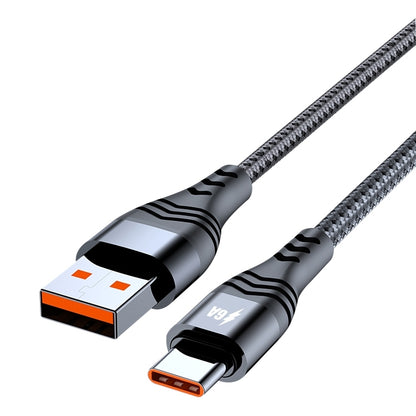 ADC-005 6A USB to USB-C / Type-C Weave Fast Charging Data Cable, 0.5m, 3m