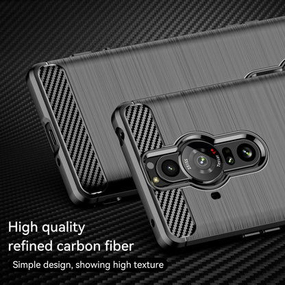 Brushed Carbon Fiber Texture TPU Phone Case, For Sony Xperia Pro-I