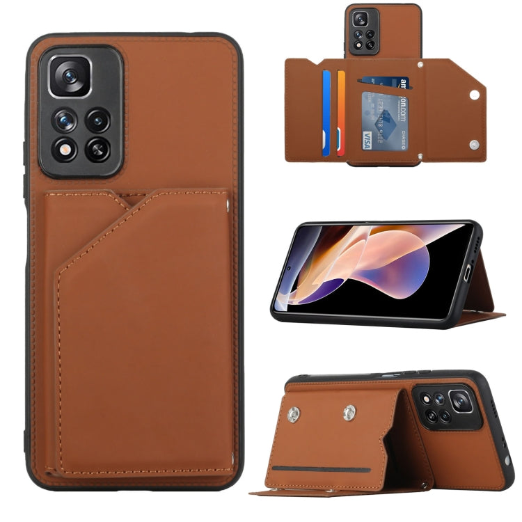 Skin Feel PU + TPU + PC Phone Case with Card Slots