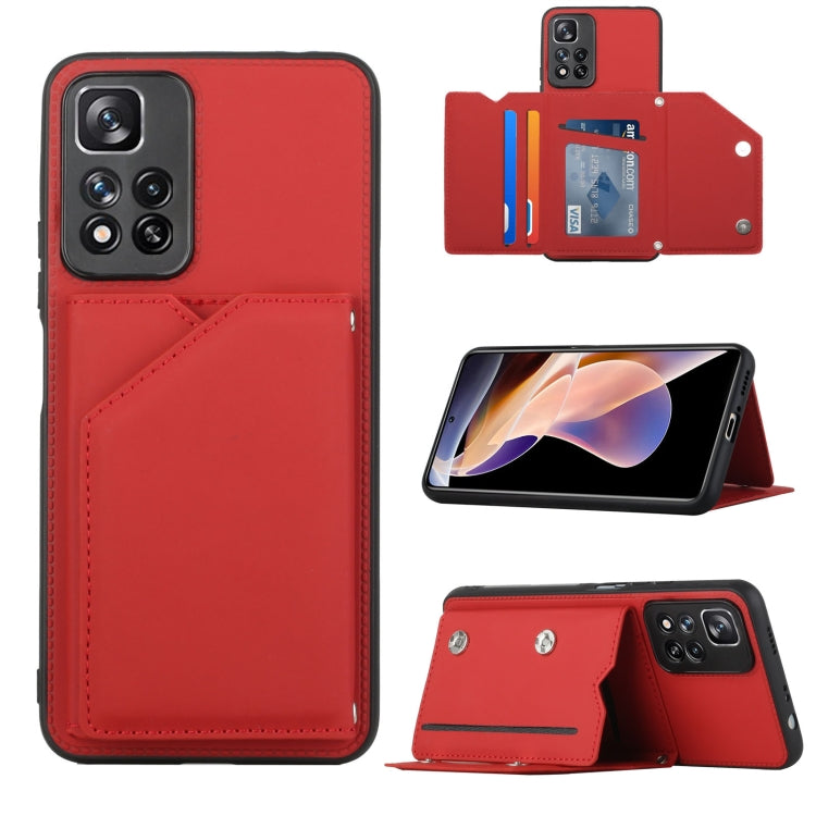 Skin Feel PU + TPU + PC Phone Case with Card Slots