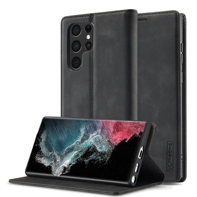 LC.IMEEKE Soft PU + TPU Magnetic Skin-friendly Feeling Leather Phone Case, For Samsung Galaxy S22 Ultra, For Samsung Galaxy S22