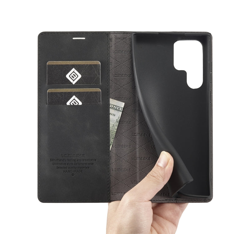 LC.IMEEKE Soft PU + TPU Magnetic Skin-friendly Feeling Leather Phone Case, For Samsung Galaxy S22 Ultra, For Samsung Galaxy S22