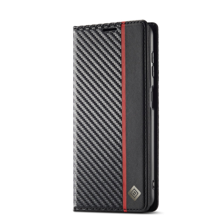 LC.IMEEKE Carbon Fiber Horizontal Flip Leather Phone Case