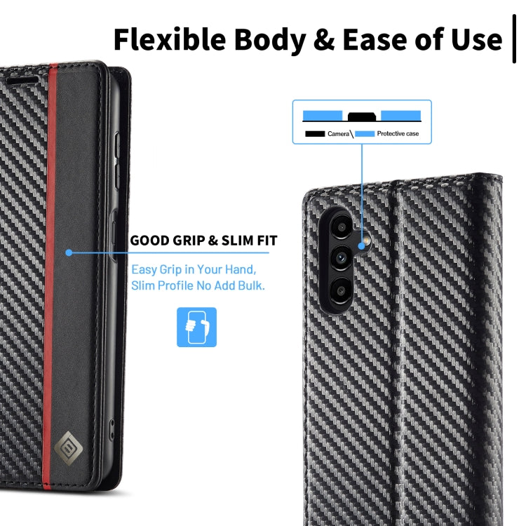 LC.IMEEKE Carbon Fiber Horizontal Flip Leather Phone Case