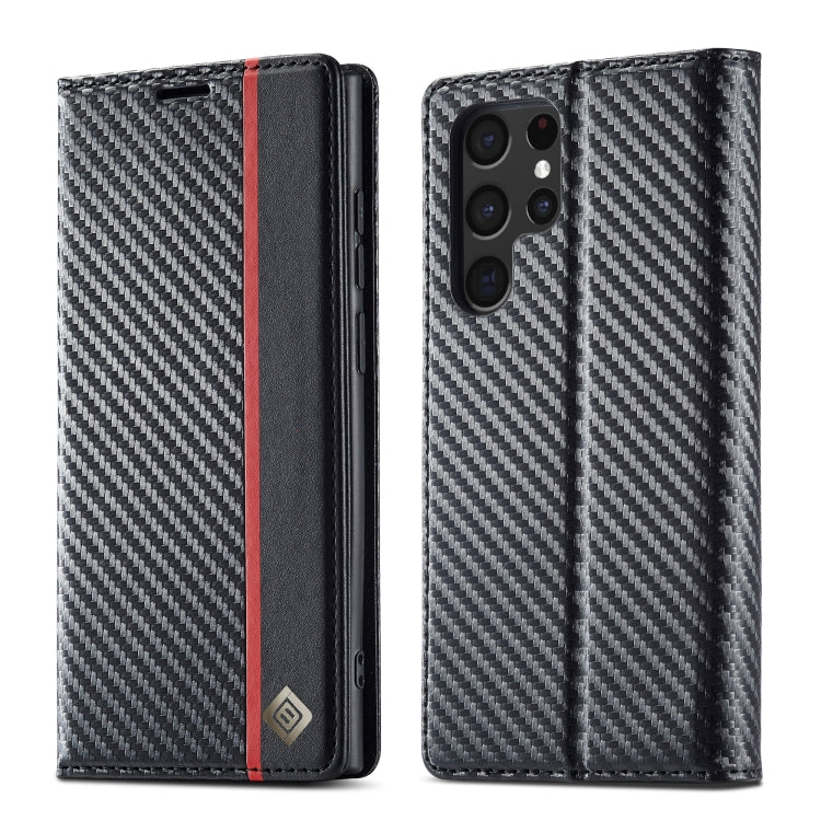 LC.IMEEKE Carbon Fiber Horizontal Flip Leather Phone Case