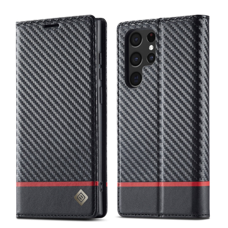 LC.IMEEKE Carbon Fiber Horizontal Flip Leather Phone Case