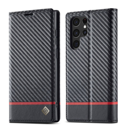 LC.IMEEKE Carbon Fiber Horizontal Flip Leather Phone Case