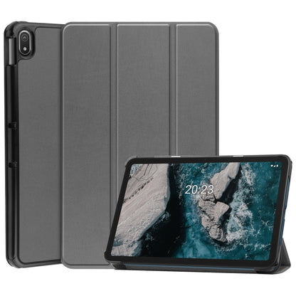 Three-folding Holder Custer Texture Leather Tablet Case, For Lenovo Tab P12 Pro 12.6, For Nokia  T20, For TCL Tab 10s