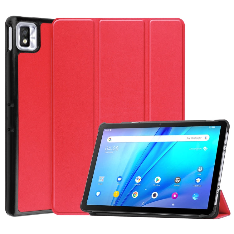Three-folding Holder Custer Texture Leather Tablet Case, For Lenovo Tab P12 Pro 12.6, For Nokia  T20, For TCL Tab 10s
