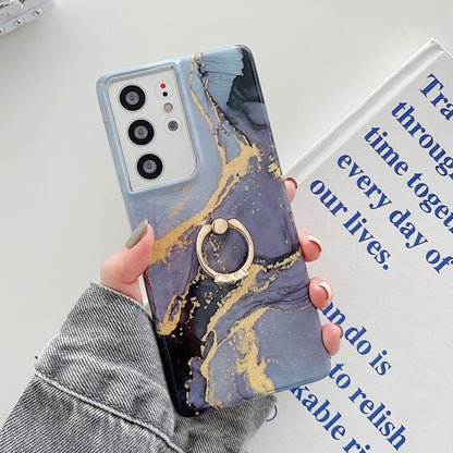 Ring Holder Glitter Marble Phone Case, For Samsung Galaxy S22 5G