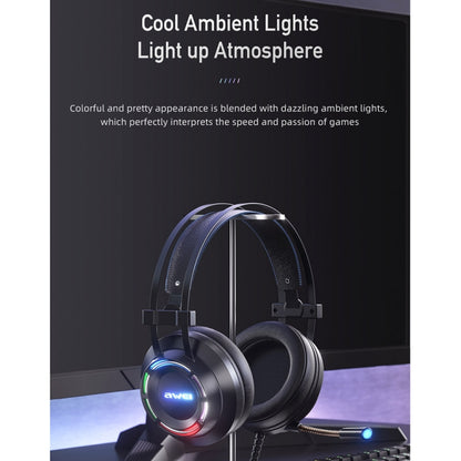 awei GM-2 USB + 3.5mm Ambient Light Gaming Wired Headset with Microphone