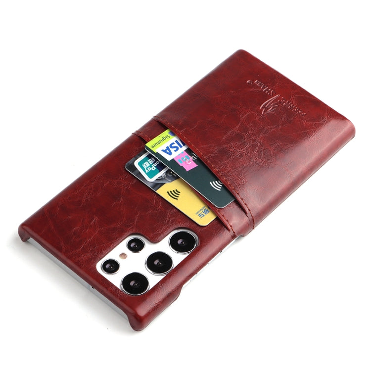 Fierre Shann Retro Oil Wax Texture PU Leather Phone Case with Card Slots