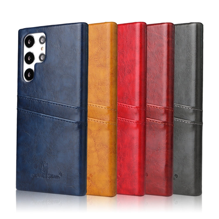 Fierre Shann Retro Oil Wax Texture PU Leather Phone Case with Card Slots