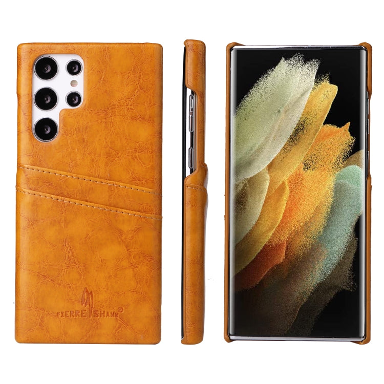 Fierre Shann Retro Oil Wax Texture PU Leather Phone Case with Card Slots