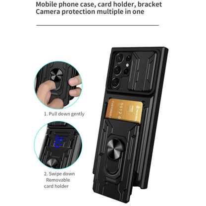 Sliding Camshield Card Phone Case, For Samsung Galaxy S22 Ultra 5G