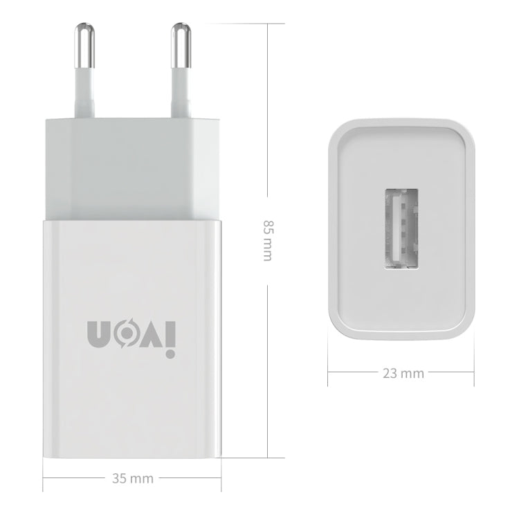 IVON AD-33 2 in 1 2.1A Single USB Port Travel Charger + 1m USB to Micro USB Data Cable Set,, EU Plug, US Plug