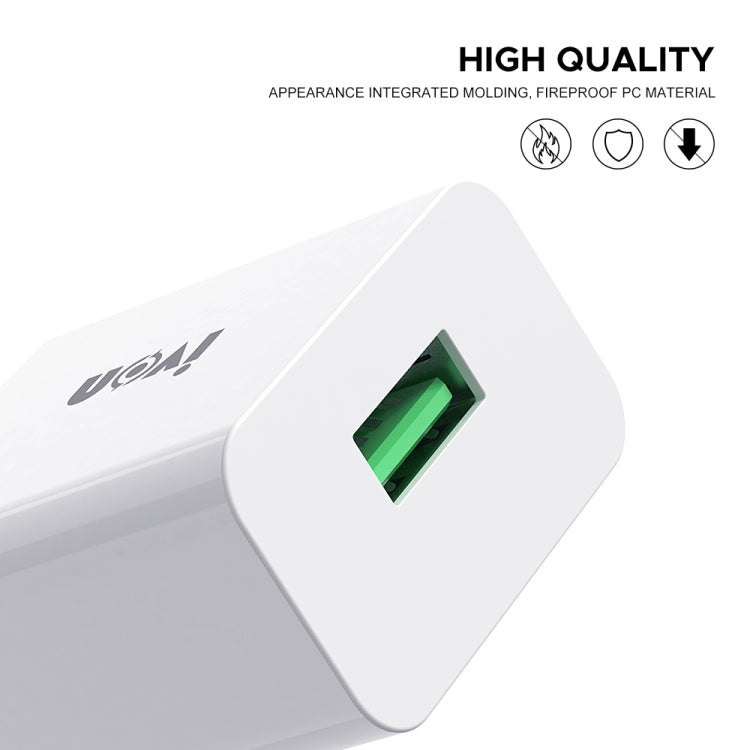 IVON AD-35 2 in 1 18W QC3.0 USB Port Travel Charger + 1m USB to USB-C / Type-C Data Cable Set,, EU Plug, US Plug