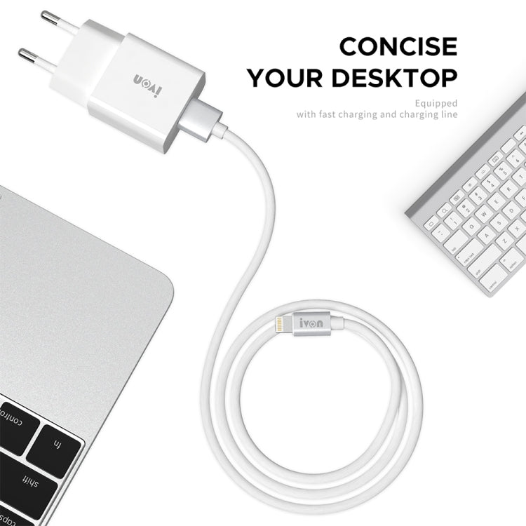 IVON AD-35 2 in 1 18W QC3.0 USB Port Travel Charger + 1m USB to USB-C / Type-C Data Cable Set,, EU Plug, US Plug