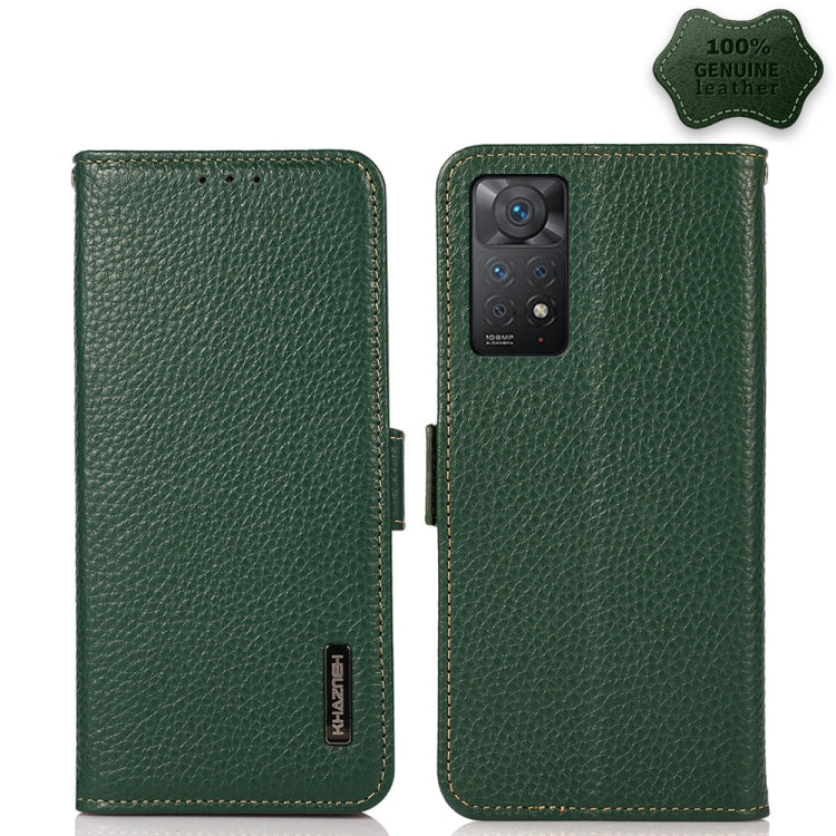 KHAZNEH Side-Magnetic Litchi Genuine Leather RFID Phone Case