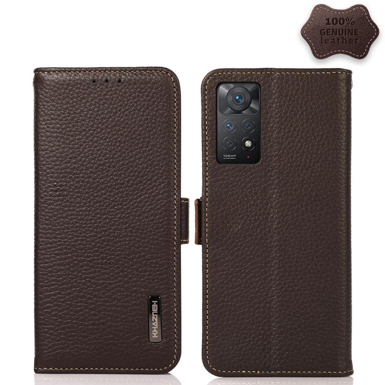 KHAZNEH Side-Magnetic Litchi Genuine Leather RFID Phone Case, For Nokia C20 Plus, For OPPO Reno7 5G / Find X5 Lite, For Xiaomi Redmi Note 11 Pro 5G / 4G Foreign Version, For Xiaomi Redmi Note 11 Pro 5G / 4G                                              ...
