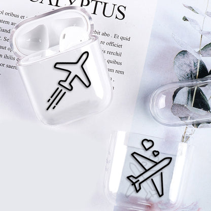 Stick Figure Mapping Transparent Earphone Protective Case