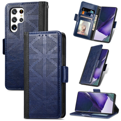 Grid Leather Flip Phone Case