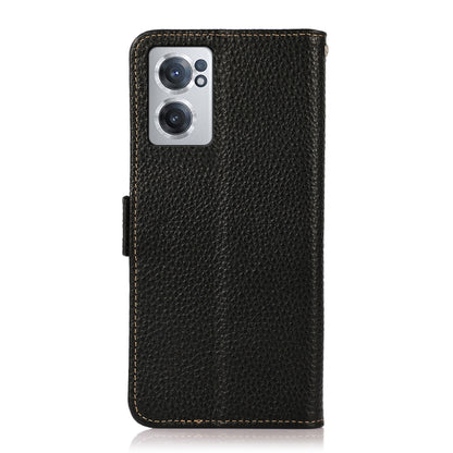 KHAZNEH Side-Magnetic Litchi Genuine Leather RFID Phone Case, For OnePlus Nord CE 2 5G