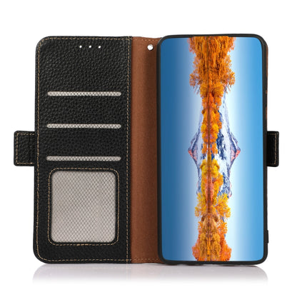 KHAZNEH Side-Magnetic Litchi Genuine Leather RFID Phone Case, For OnePlus Nord CE 2 5G
