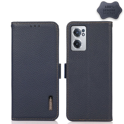 KHAZNEH Side-Magnetic Litchi Genuine Leather RFID Phone Case, For OnePlus Nord CE 2 5G